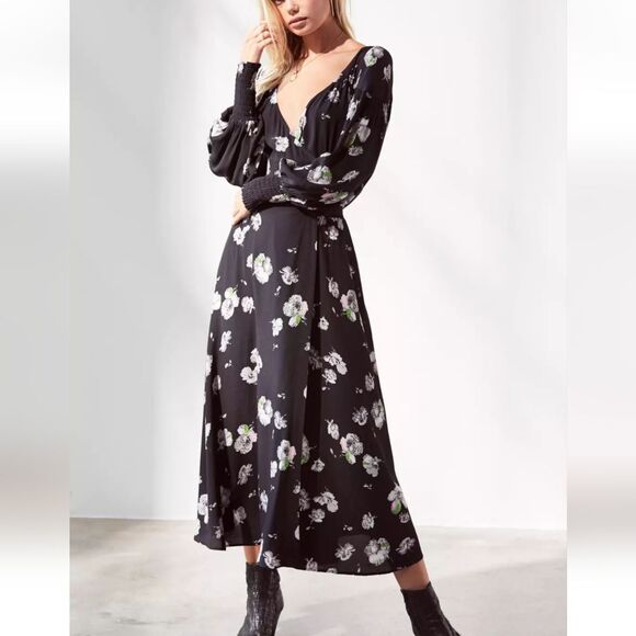 Free People So Sweetly Floral Midi Dress Size S Long Sleeves - Picture 6 of 16